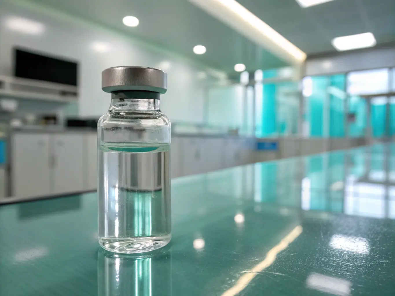 A well-organized pharmaceutical laboratory with vials and containers, each labeled with precise and clear information. The labels should emphasize accuracy, tamper-evidence, and compliance with pharmaceutical standards.